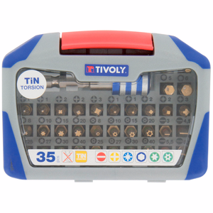 35 pièces -34 embouts torsion revêtus TiN + 1 porte-embout magnétique Quick change  - compositions mixtes vissage/serrage - Référence: 11521572004 - Outil professionnel - Tivoly