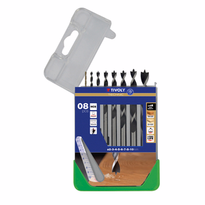8x SLR graduated 3-point wood drill bits Ø 2 to 10 mm  - drilling - Réf. 10863870014 - Outil professionnel - Tivoly