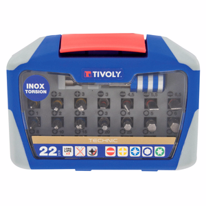 22 piezas -21 puntas torsión acero inoxidable + 1 portapuntas magnético de cambio rápido  - composiciones mixtas para atornillar o apretar - Referencia: 11521572007 - Herramienta profesional - Tivoly