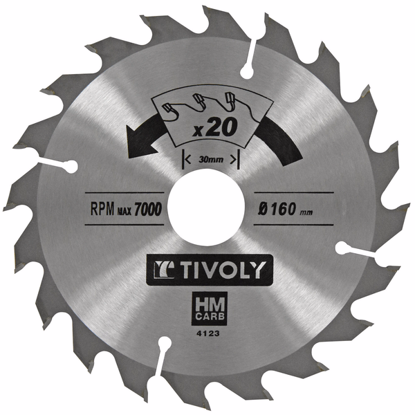 Ø: 160 x Ø2: 30 x Z: 20 / Circular saw blade - High-speed - For wood and plaster - For portable saw (Carton sleeve)  - TIVOLY - sawing - Reference: XT50514004123 - Image principale - Professional Tool