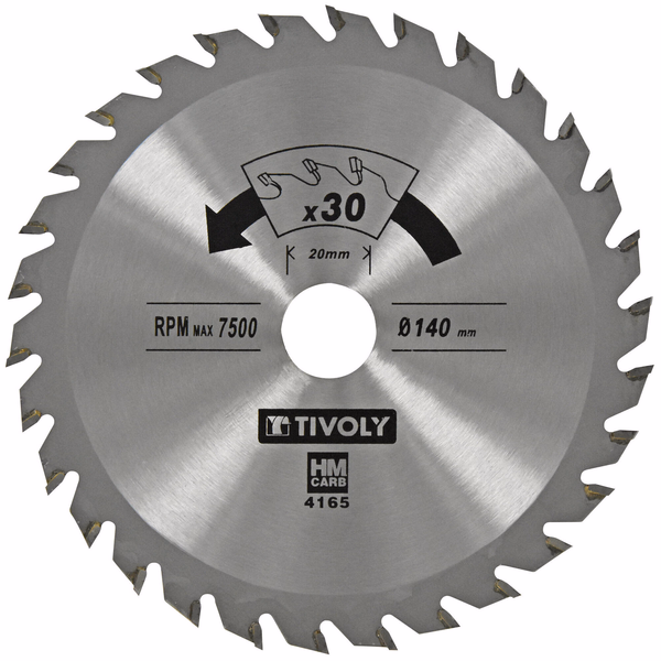 Ø: 140 x Ø2: 20 x Z: 30 / Lame de scie circulaire -Finition - Pour Bois dur, stratifié, parquet -Pour scie portative (Etui carton)  - TIVOLY - sciage - Référence: XT50514004165 - Image principale - Outil professionnel