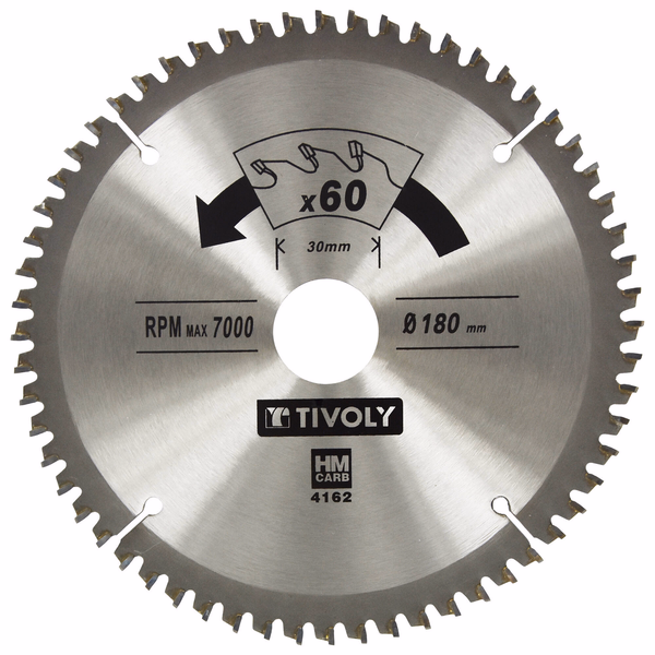 Ø: 180 x Ø2: 30 x Z: 60 / Circular saw blade - Finishing - For plastic, aluminium, hard wood -For portable saw (Carton sleeve)  - TIVOLY - sawing - Reference: XT50514004162 - Image principale - Professional Tool