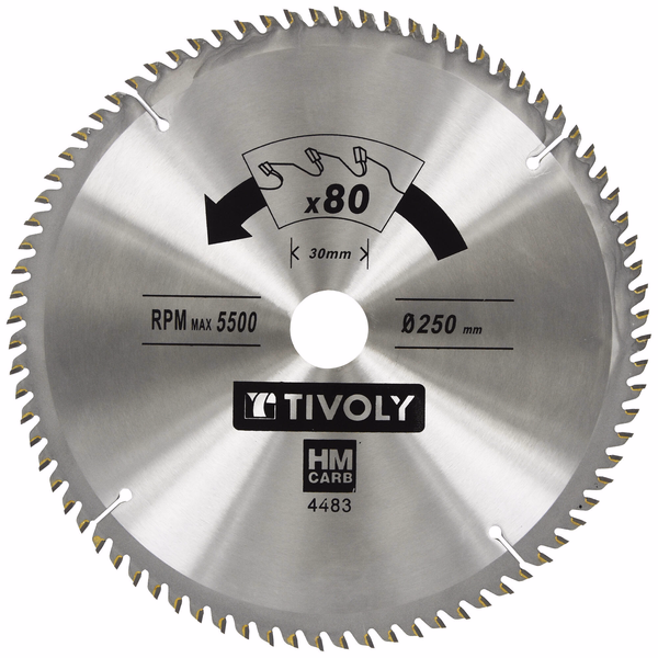 Ø: 250 x Ø2: 30 x Z: 80 / Circular saw blade - Finishing - For hardwood, laminated wood, parquet - For table saw (Carton sleeve)  - TIVOLY - sawing - Reference: XT50514004483 - Image principale - Professional Tool