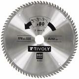 Ø: 250 x Ø2: 30 x Z: 80 / Lame de scie circulaire -Finition - Pour Bois dur, stratifié, parquet -Pour scie de table (Etui carton)  - TIVOLY - sciage - Référence: XT50514004483 - Vue 1 - Outil professionnel