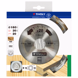 Ø: 160 x Ø2: 30 x Z: 20 / Hoja de sierra circular -Despiece -Para madera y yeso -Uso en sierra portátil (Funda cartón)  - TIVOLY - serrado - Referencia: XT50514004123 - Vue 2 - Herramienta profesional