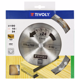 Ø: 190 x Ø2: 16 x Z: 24 / Lame de scie circulaire -Débit - Pour Bois et plâtre -Pour scie portative (Etui carton)  - TIVOLY - sciage - Référence: XT50514004182 - Vue 2 - Outil professionnel