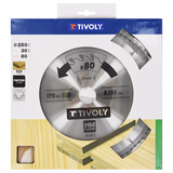 Ø: 250 x Ø2: 30 x Z: 80 / Lame de scie circulaire -Finition - Pour Bois dur, stratifié, parquet -Pour scie de table (Etui carton)  - TIVOLY - sciage - Référence: XT50514004483 - Vue 2 - Outil professionnel