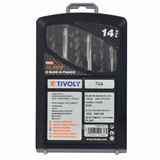 14 piezas - 7 machos de roscar HSSE5% cobalto GUN DIN 371/6 M3 a M12 + 7 brocas HSS FURIUS con recubrimiento Fusio TECHNIC  - TIVOLY - roscado & fileteado - Referencia: 11900170031 - Vue 2 - Herramienta profesional