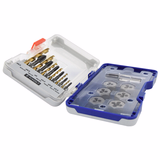 19 pieces - 6 taps DIN 342 + 6 hexagonal dies M3 to M10 + 1 tap wrench + 6 TiN coated rectified HSS drill bits  - TIVOLY - tapping - Reference: 11900970015 - Vue 2 - Professional Tool